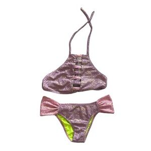 Vanessa pink and purple neon green bikini medium